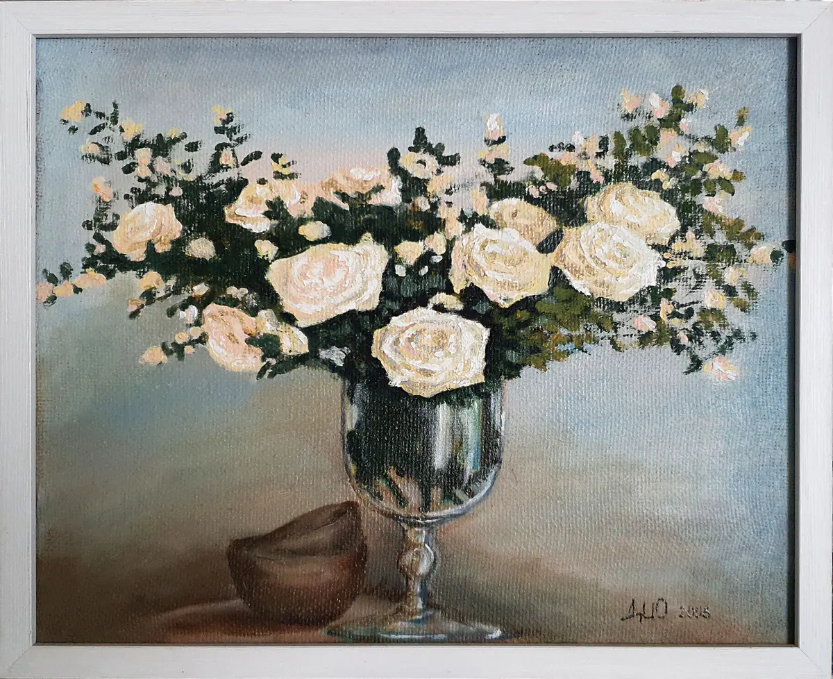Rosor – Oil – Still Life – 35×27 cm by Irina Dio