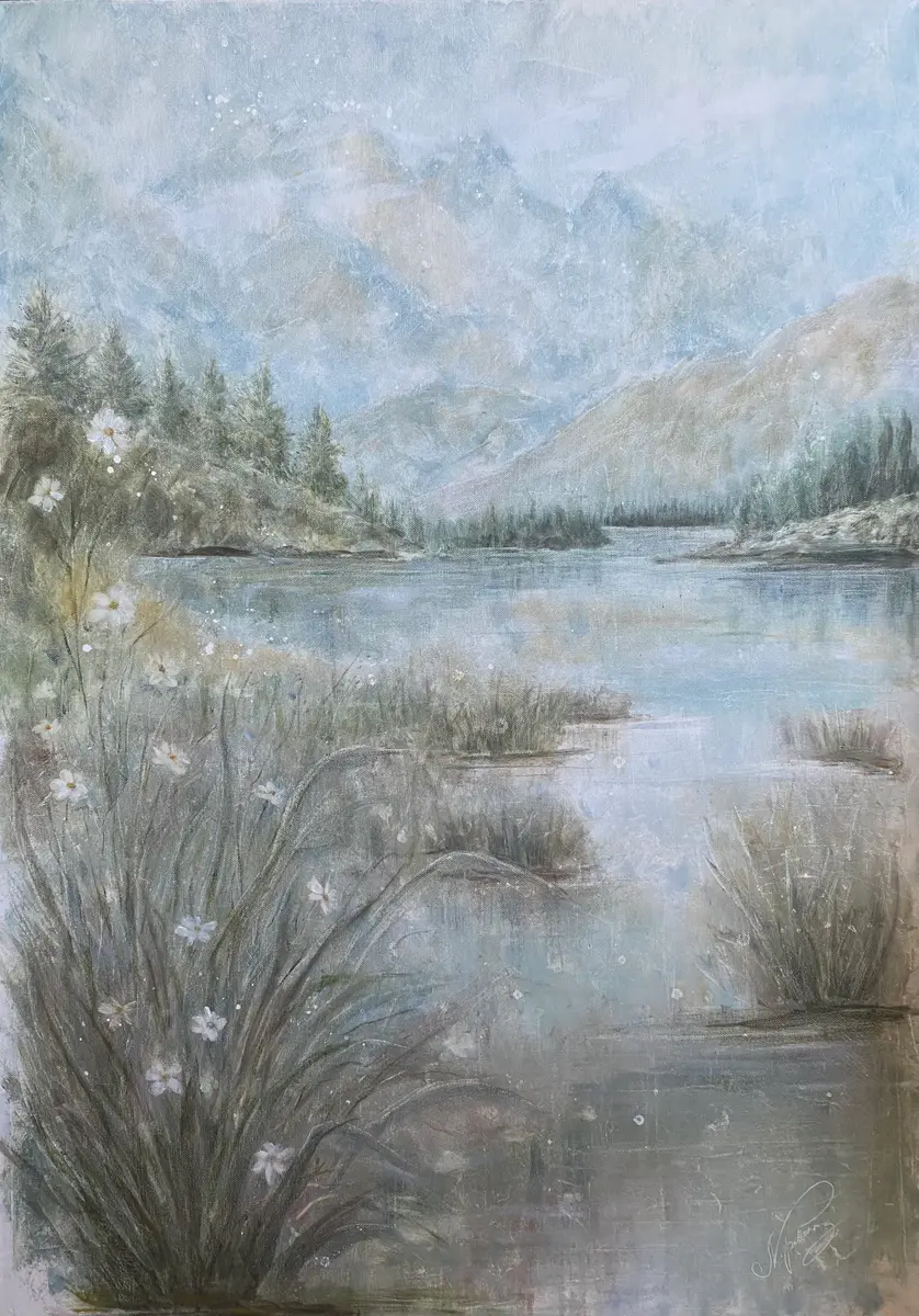 Stilla Morgon på Fjället - Olieverf - Impressionism - 70×100 cm door Selene Caspian