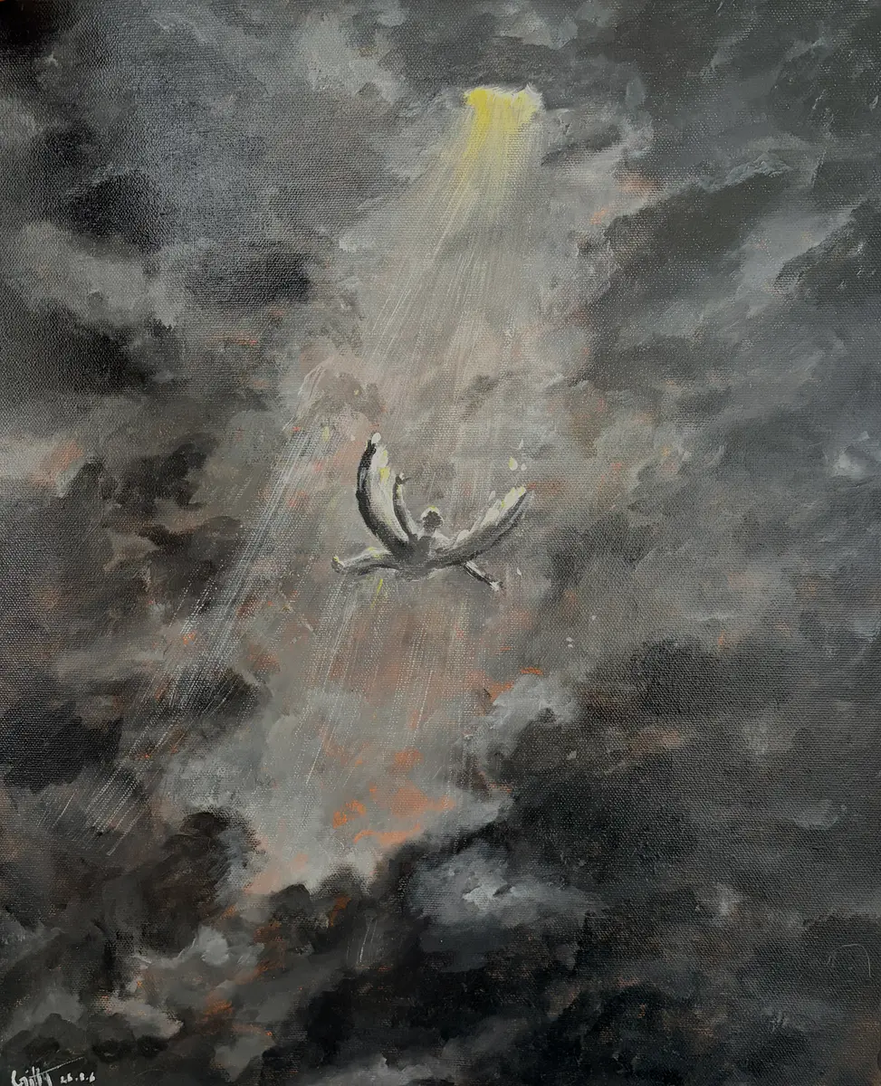 Falling angel - Acryl - Abstract Expressionism - 40×50 cm door G E T T I