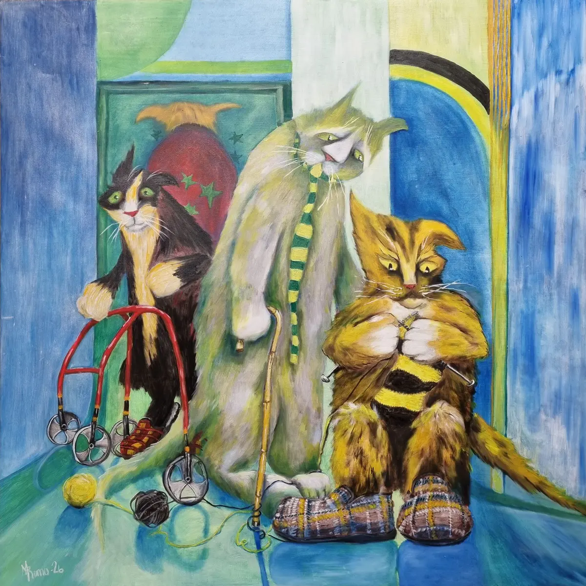 292-26 Åldersdomshemmet 80x80 - Olieverf - Surrealism - 80×80 cm door MRomo