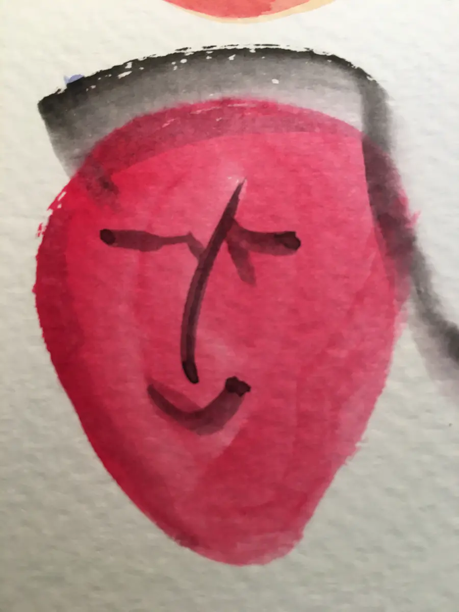 Självporträttet!! - Aquarel door Eva Henriksson (verkocht)