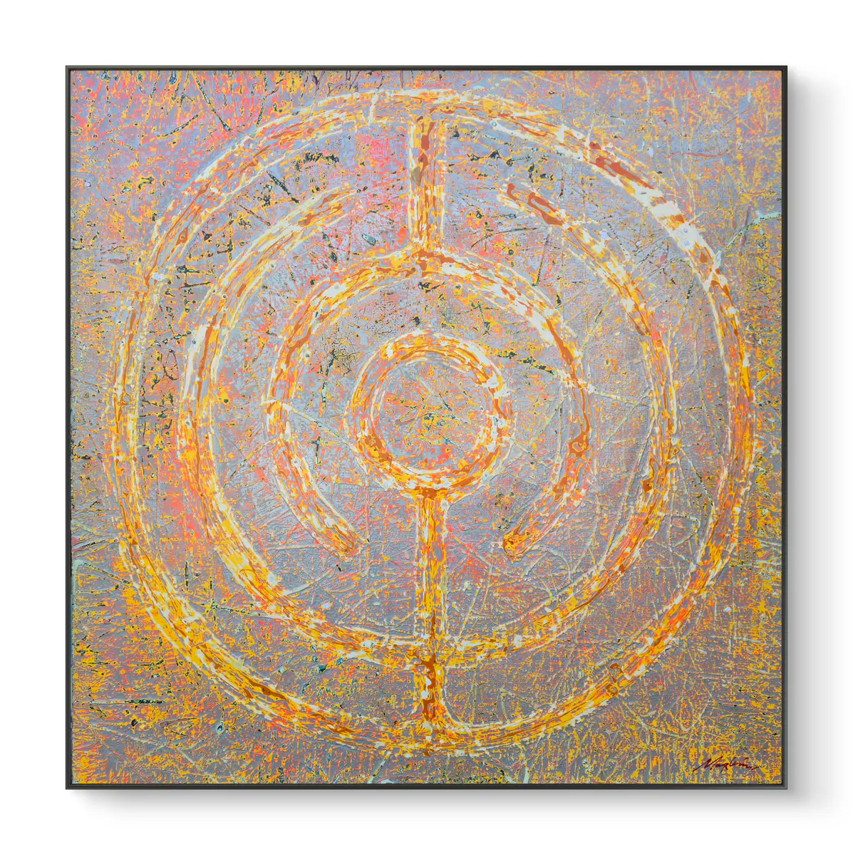 Solens Cykliska Melodi - Olieverf - Abstract - 100×100 cm door Vadim Markin