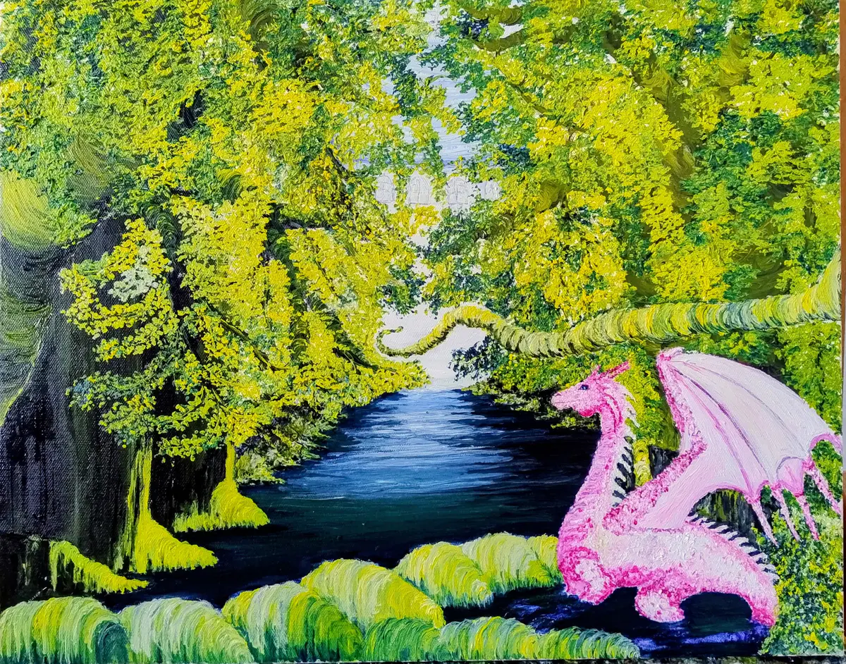 The Secrets of the Magical Lake – Oil – Surrealism – 40×50 cm by Ateliemaloucametthe