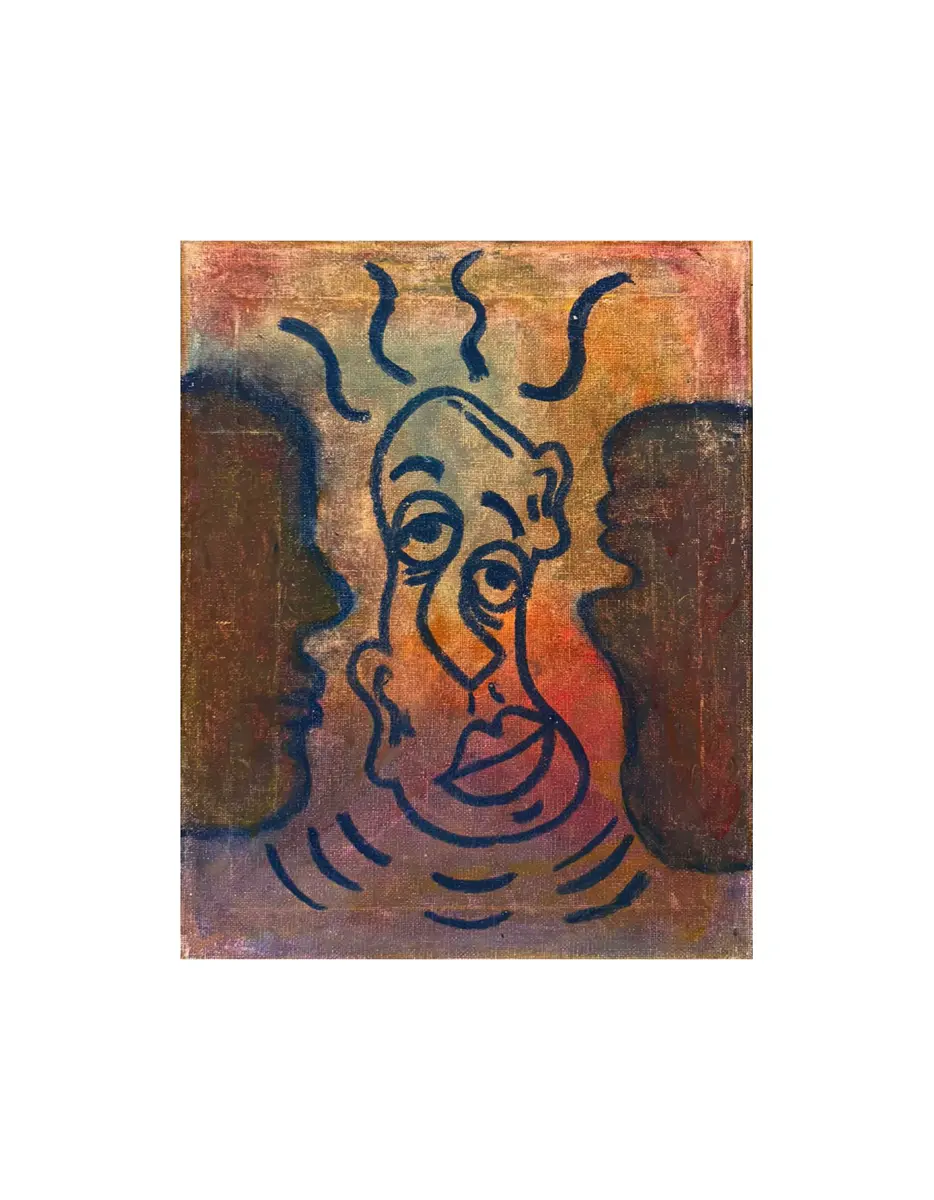 Hvilke stemmer låner du dine øre til - Olieverf - 24×30 cm door Silas Leander sørensen
