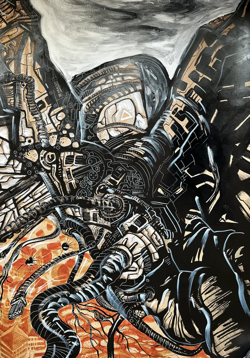Astronauten - Gemengde techniek - Abstract - 59×84 cm door Jan Gerscher