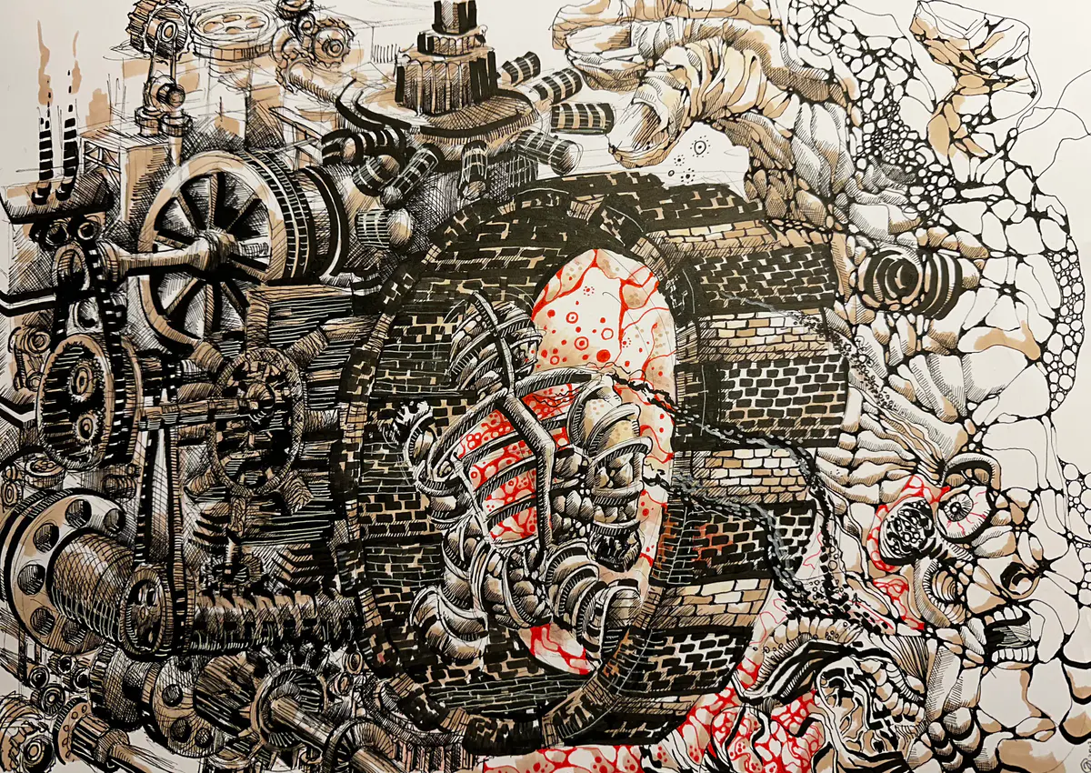 Working Class Hero - Gemengde techniek - Figurative - 420×297 cm door Jan Gerscher