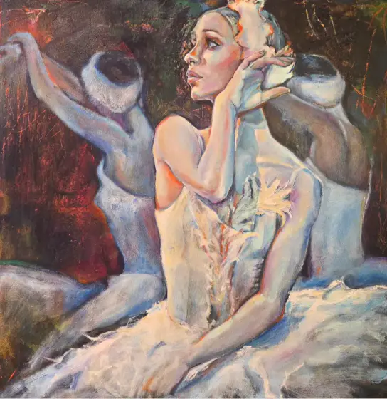 Seated Ballerina — Wall Art for Home Interior, Contemporary Figurative Painting. - Akryl av Lana Blink
