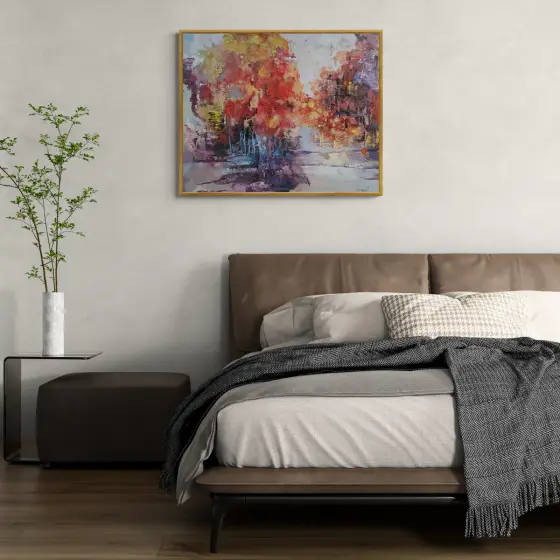 Autumn Passage. Large abstract painting, earth tones, crimson, amber, violet thumbnail 4