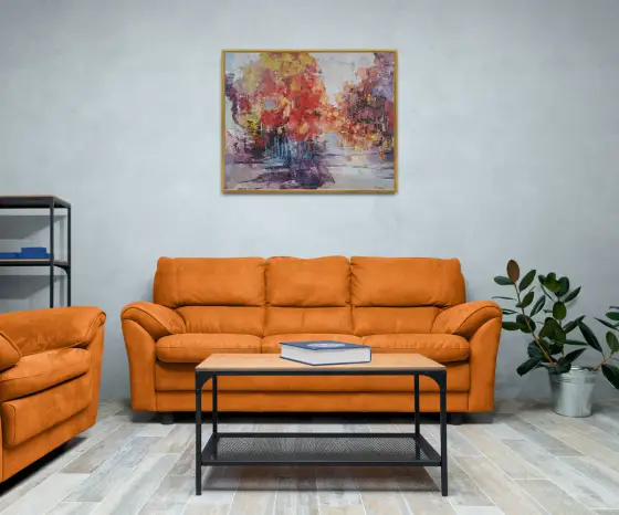 Autumn Passage. Large abstract painting, earth tones, crimson, amber, violet thumbnail 8