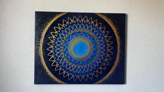 Celestial blue mandala - Akryl av Neethu Krishnan