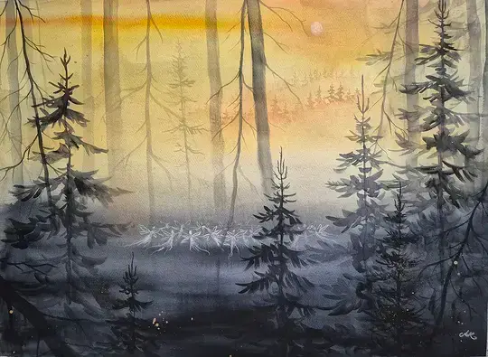Älvdans - Aquarel door Komstadiusart