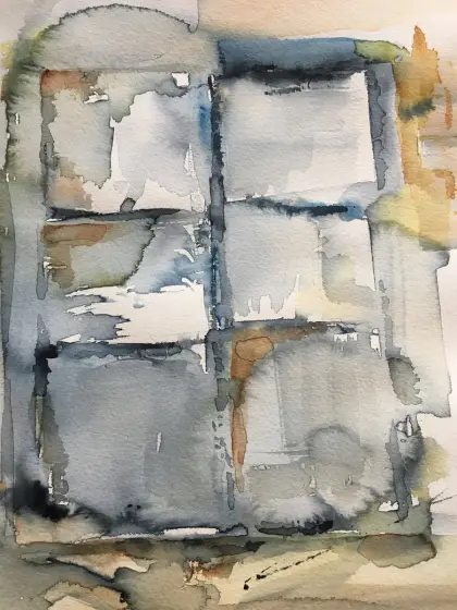 Genom fönster - Aquarel door Eva Henriksson