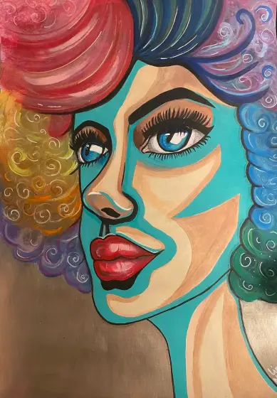 Curly girl - Acryl door Lina A Nordblad