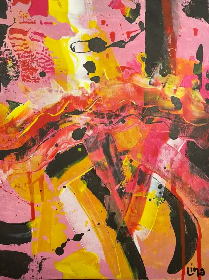 Glädje - Acryl door Lina A Nordblad