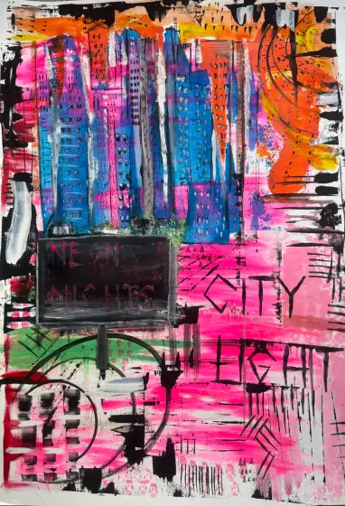 NEON NIGHTS - Aquarel door Monixx