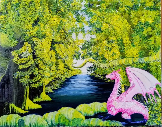 The Secrets of the Magical Lake - Olieverf door Ateliemaloucametthe