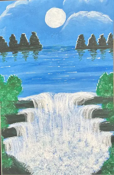 Brusande vattenfall – Acrylic by Ann-Christin (Acmpainting) Martinsson