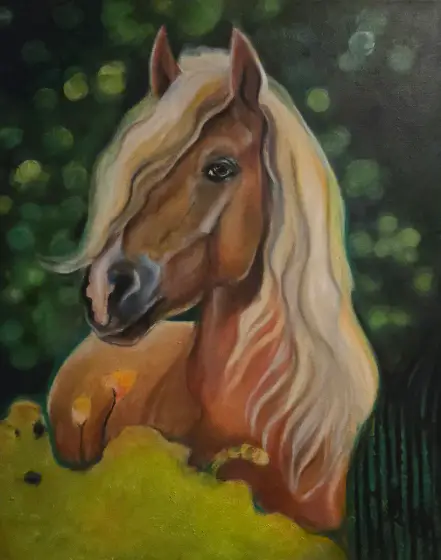 Palomino i Sommarljus - Olieverf door Linea Art