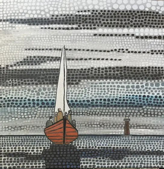Seglats mot Frihetens Horisont – Acrylic by Vivianne Otsa