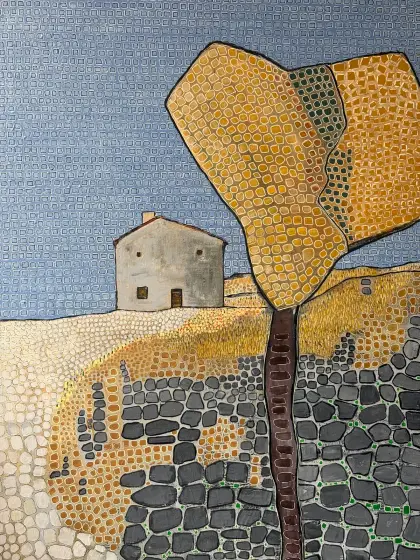 Lilla huset på kullen – Acrylic by Vivianne Otsa