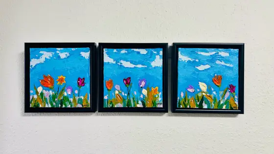 Farverig Fornemmelse af Sommerens Blomster - Acryl door Wasim Kiwan