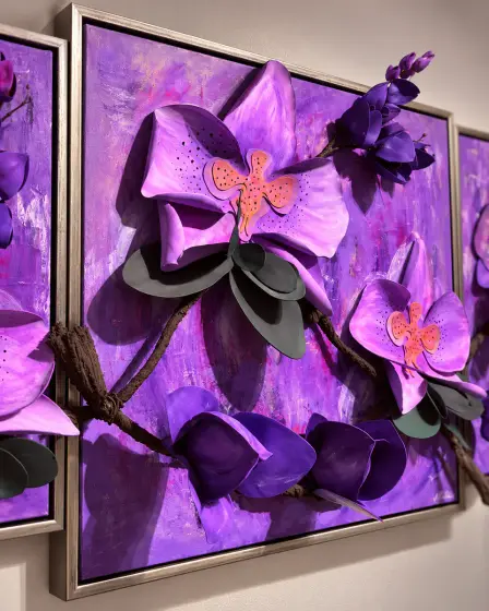 Orchid Reverie – Original 3D Floral Triptych thumbnail 6