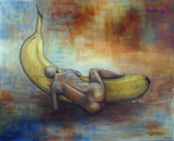 Banankontakt - Olieverf door Ilse Hviid